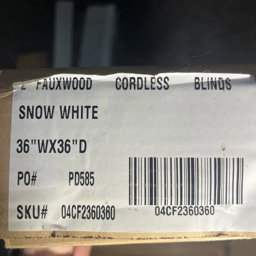 2 Inch Faux Wood  Snow White Cordless Blinds 36‎ x 36